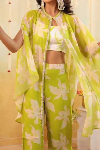 B'Infinite Green Lime Tropical Embellished Three Piece Set For Kids Online at Aza Fashions B'Infinite_Green Lime Tropical Embellished Three Piece Set For Kids_Online_at_Aza_Fashions