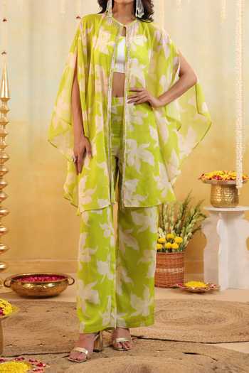 Buy B'Infinite Green Lime Tropical Embellished Three Piece Set For Kids Online at Aza Fashions Buy_B'Infinite_Green Lime Tropical Embellished Three Piece Set For Kids_Online_at_Aza_Fashions