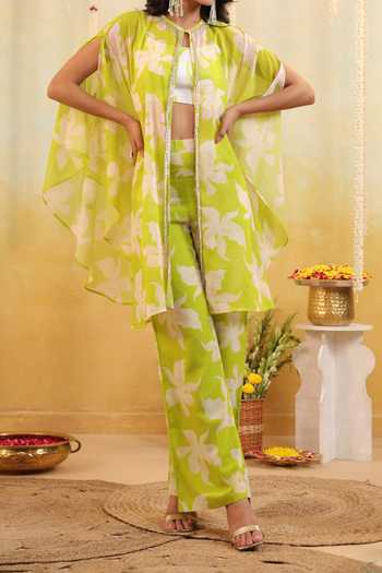 Shop B'Infinite Green Lime Tropical Embellished Three Piece Set For Kids Online at Aza Fashions Shop_B'Infinite_Green Lime Tropical Embellished Three Piece Set For Kids_Online_at_Aza_Fashions