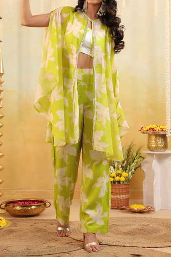 B'Infinite Green Lime Tropical Embellished Three Piece Set For Kids at Aza Fashions B'Infinite_Green Lime Tropical Embellished Three Piece Set For Kids_at_Aza_Fashions