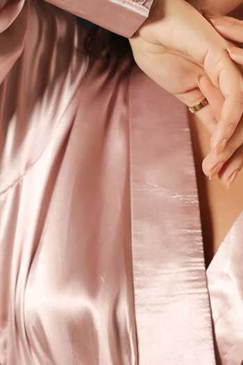 Buy B'Infinite Pink Satin Metallic Wrap Dress For Kids Buy_B'Infinite_Pink Satin Metallic Wrap Dress For Kids