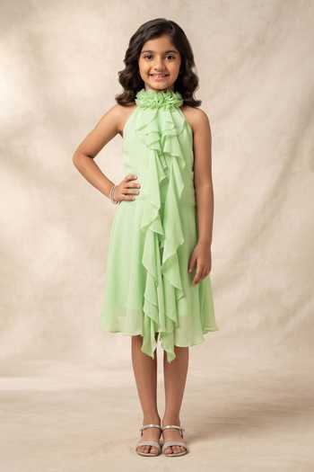 B'Infinite Ruffled Halter Neck Dress For Kids