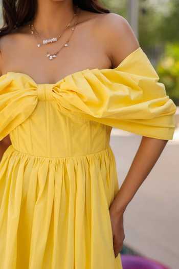 B'Infinite Yellow Cotton Maxi Dress For Kids Online at Aza Fashions B'Infinite_Yellow Cotton Maxi Dress For Kids_Online_at_Aza_Fashions