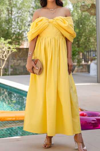 Shop B'Infinite Yellow Cotton Maxi Dress For Kids Shop_B'Infinite_Yellow Cotton Maxi Dress For Kids