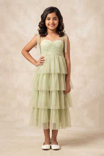 B'Infinite Tiered Net Maxi Dress For Kids