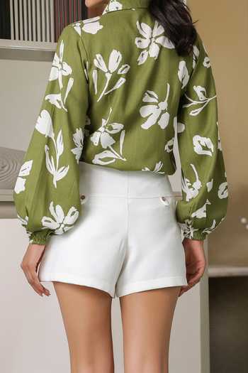 B'Infinite Floral Print Green Cotton Shirt For Kids