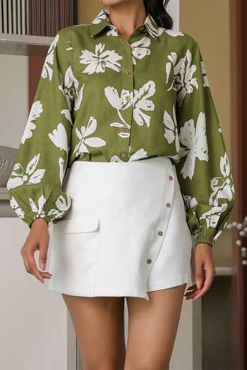 Shop_B'Infinite_Green Floral Print Cotton Shirt For Kids_Online_at_Aza_Fashions