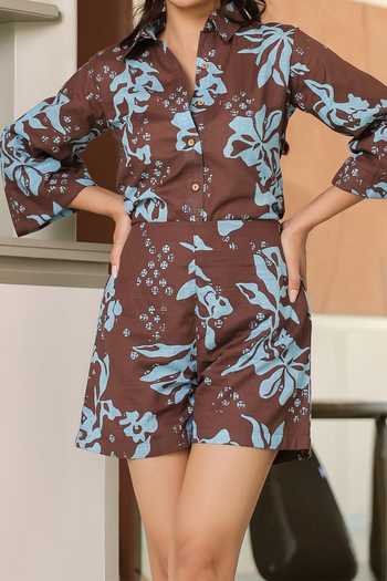 Buy B'Infinite Brown Floral Print Shirt For Kids Buy_B'Infinite_Brown Floral Print Shirt For Kids