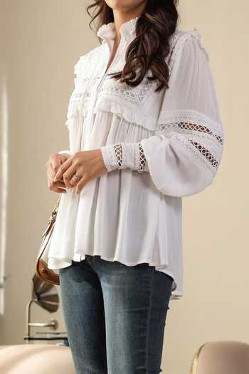 B'Infinite White Crepe Designer Blouse For Kids Online at Aza Fashions B'Infinite_White Crepe Designer Blouse For Kids_Online_at_Aza_Fashions