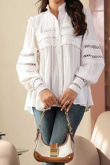 B'Infinite White Crepe Designer Blouse For Kids at Aza Fashions B'Infinite_White Crepe Designer Blouse For Kids_at_Aza_Fashions