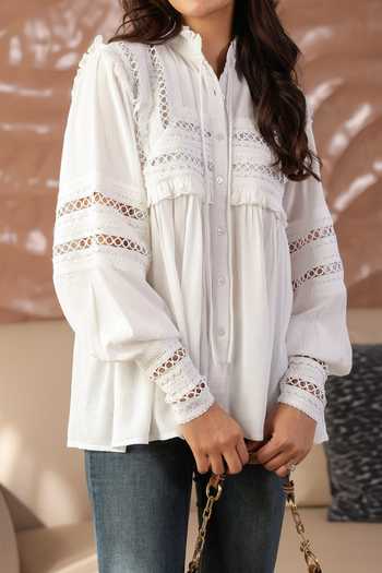 Buy B'Infinite White Crepe Designer Blouse For Kids Buy_B'Infinite_White Crepe Designer Blouse For Kids