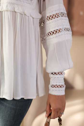 Shop B'Infinite White Crepe Designer Blouse For Kids Shop_B'Infinite_White Crepe Designer Blouse For Kids