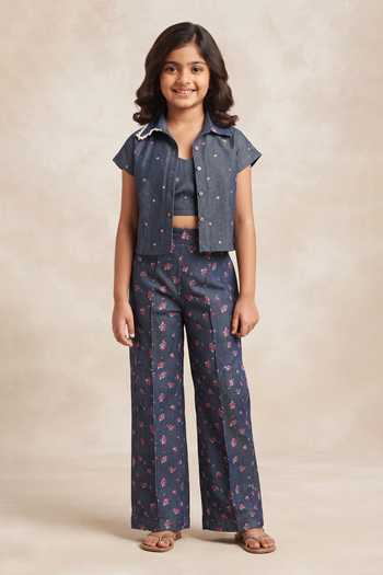 B'Infinite Colorful Dots Denim Shirt For Kids