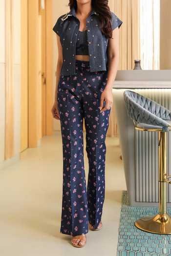 Buy_B'Infinite_Blue Colorful Dots Denim Shirt For Kids_Online_at_Aza_Fashions