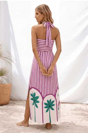 Shop Arje India Multi Color Satin Bandeau Neck Linear Print Side Slit Tube Dress With Stole at Aza Fashions Shop_Arje India_Multi Color Satin Bandeau Neck Linear Print Side Slit Tube Dress With Stole _at_Aza_Fashions
