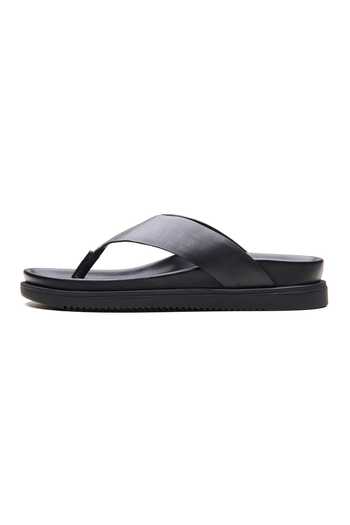 Dang Shoes_Black Lune Geunuin Crust Leather Flats _Online_at_Aza_Fashions