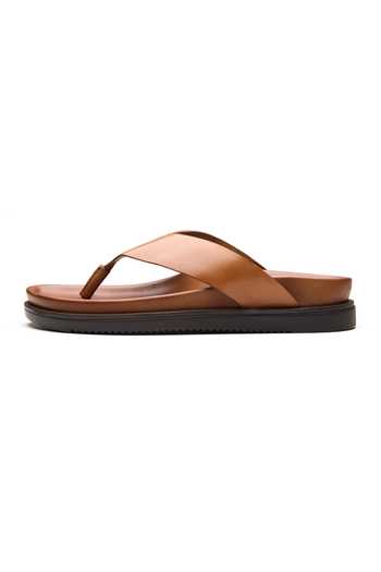 Dang Shoes_Brown Lune Geunuin Crust Leather Flats _Online_at_Aza_Fashions