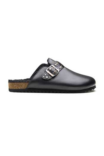 Dang Shoes Black Milton Buckle Studded Mules Online at Aza Fashions Dang Shoes_Black Milton Buckle Studded Mules _Online_at_Aza_Fashions