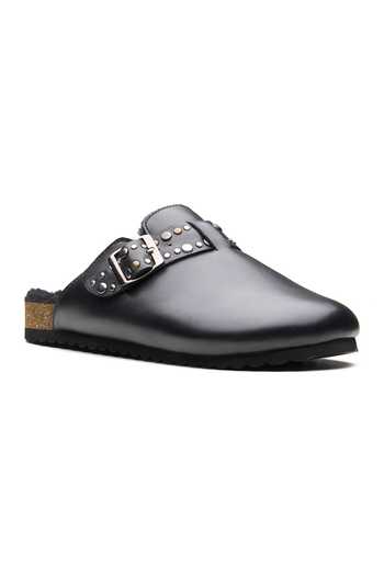 Dang Shoes Milton Buckle Studded Mules 