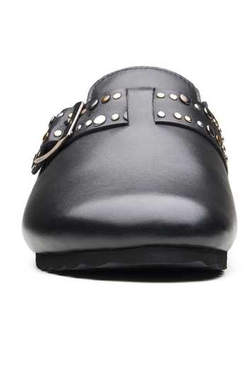 Buy Dang Shoes Black Milton Buckle Studded Mules Online at Aza Fashions Buy_Dang Shoes_Black Milton Buckle Studded Mules _Online_at_Aza_Fashions