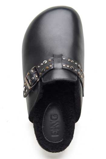 Dang Shoes Milton Buckle Studded Mules 