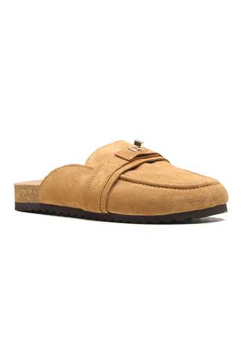 Buy_Dang Shoes_Brown Street Genuine Suede Leather Mules _Online_at_Aza_Fashions