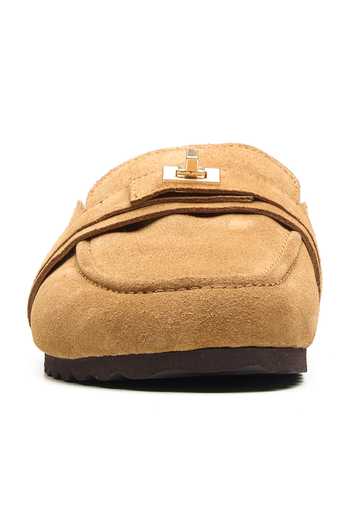 Shop_Dang Shoes_Brown Street Genuine Suede Leather Mules _Online_at_Aza_Fashions