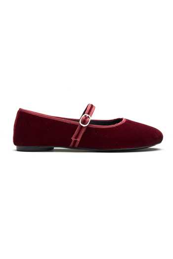 Dang Shoes_Burgundy Velveteen Synthetic Ballerinas _Online_at_Aza_Fashions
