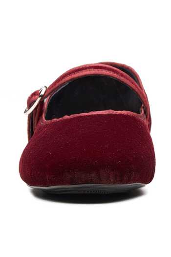 Buy_Dang Shoes_Burgundy Velveteen Synthetic Ballerinas _Online_at_Aza_Fashions