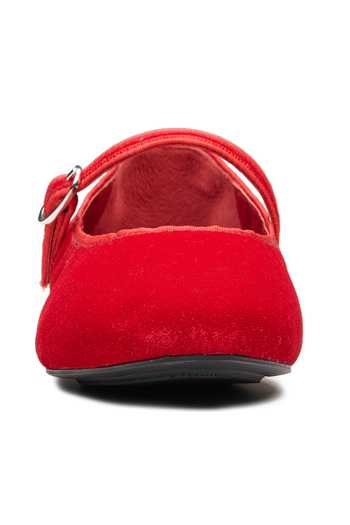 Buy_Dang Shoes_Red Velveteen Synthetic Ballerinas _Online_at_Aza_Fashions
