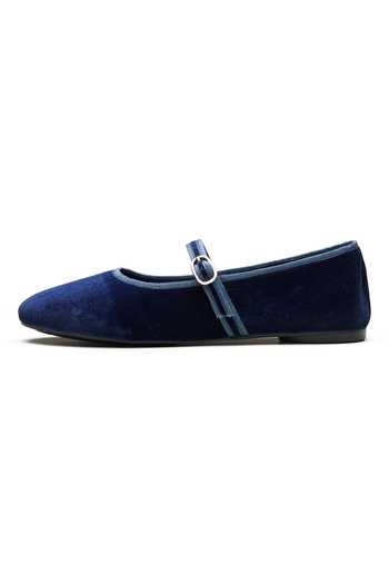 Dang Shoes_Blue Velveteen Ballerina Flats _Online_at_Aza_Fashions