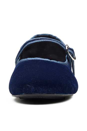 Buy_Dang Shoes_Blue Velveteen Ballerina Flats _Online_at_Aza_Fashions