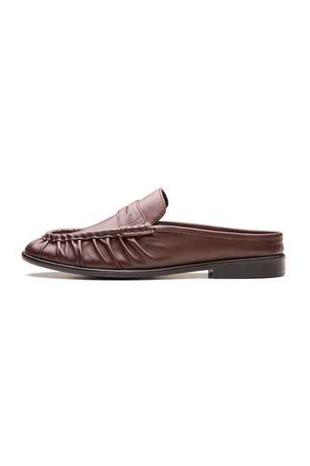 Dang Shoes_Brown Lolla Ruched Slip On Mules _Online_at_Aza_Fashions