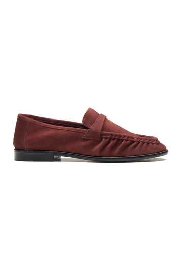 Buy_Dang Shoes_Burgundy Kite Ruched Loafers _Online_at_Aza_Fashions