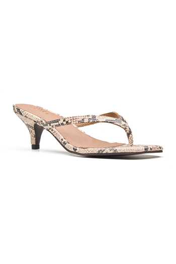 Buy_Dang Shoes_Beige Spark Python Textured Kitten Heels _Online_at_Aza_Fashions