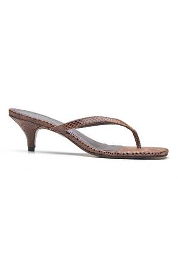 Buy Dang Shoes Brown Spark Python Kitten Heel Sandals Online at Aza Fashions Buy_Dang Shoes_Brown Spark Python Kitten Heel Sandals _Online_at_Aza_Fashions