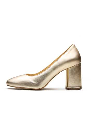 Dang Shoes Gold Ivy Metallic Block Heels Online at Aza Fashions Dang Shoes_Gold Ivy Metallic Block Heels _Online_at_Aza_Fashions