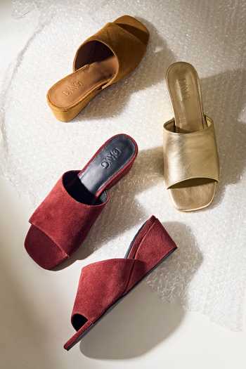 Dang Shoes_Burgundy Abba Square Toe Wedges _at_Aza_Fashions