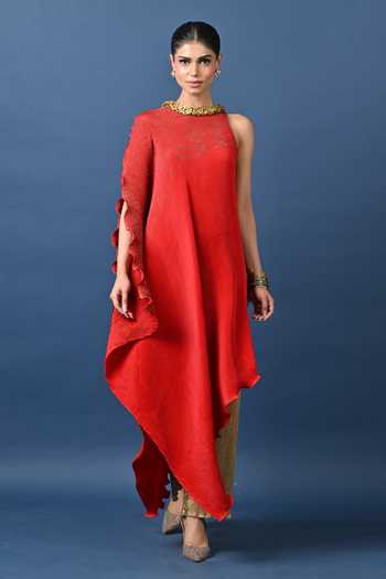 Kiran Uttam Ghosh Pleated Draped Asymmetric Tunic