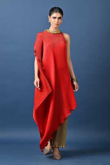 Kiran Uttam Ghosh Pleated Draped Asymmetric Tunic