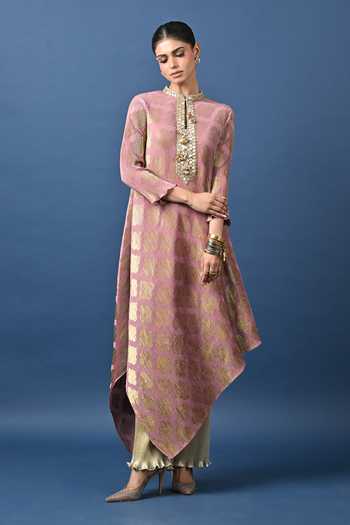 Kiran Uttam Ghosh Printed Pleated Asymmetric Tunic 
