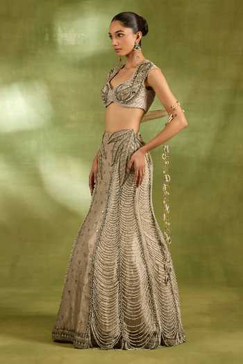 Buy Neha Khullar Ivory Crepe, Tissue Sweetheart Neck Embroidered Lehenga Set Online at Aza Fashions Buy_Neha Khullar_Ivory Crepe, Tissue Sweetheart Neck Embroidered Lehenga Set _Online_at_Aza_Fashions