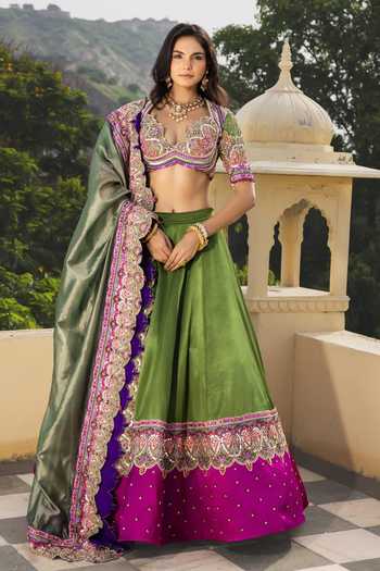 Payal & Zinal Meherbaan Rimzim Zari Work Lehenga Set 