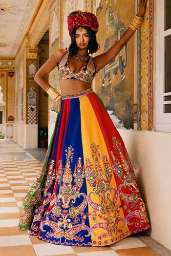 Payal & Zinal Rang-Mahal Color Block Lehenga & Blouse Set 
