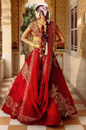 Payal & Zinal Chhaap Tilak Paisley Embroidered Lehenga Set 