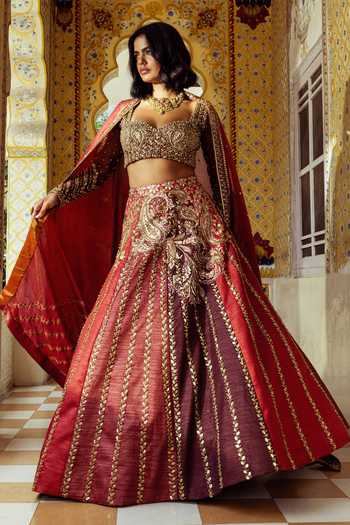 Payal & Zinal Tarang Sona Chandi Leaf Embroidered Lehenga Set 