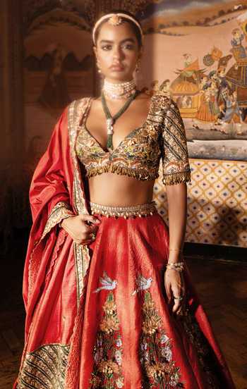 Buy Payal & Zinal Orange Silk, Velvet V-neck Ranisa Floral Towers Embroidered Lehenga Set Online at Aza Fashions Buy_Payal & Zinal_Orange Silk, Velvet V-neck Ranisa Floral Towers Embroidered Lehenga Set _Online_at_Aza_Fashions