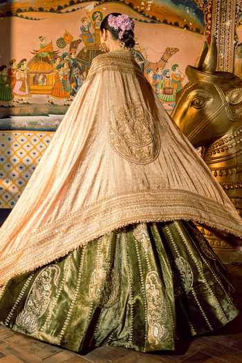 Payal & Zinal Sitara-Saanjh Rimzim Zari Velvet Lehenga Set 