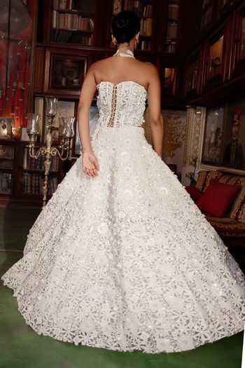 Payal & Zinal Moti-Leher Cutwork Lace Corset & Lehenga Set 