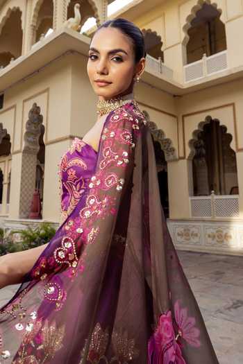 Payal & Zinal Purple Organza, Twill Sequins, Beads, Zari Kainat Embroidered Lehenga Set Online at Aza Fashions Payal & Zinal_Purple Organza, Twill Sequins, Beads, Zari Kainat Embroidered Lehenga Set _Online_at_Aza_Fashions